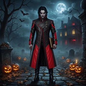 <b>Mens</b> Black Red Sheepskin <b>Leather</b> Gothic <b>Trench</b> <b>Coat</b> Steampunk Warlock Cosplay - Product Image 1