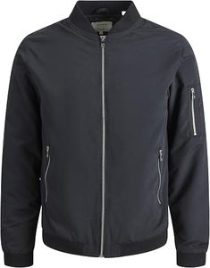 Chaqueta Bomber Azul Oscuro para Hombre Trex Export, Color Sólido, Cierre de un Solo Botón, Estilo Casual para Invierno, Cuero Genuino Tostado - Product Image 4