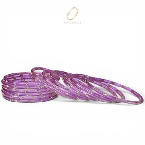 Premium Selling Modern Kashmiri Lavender Fashion Indian Jewelry Raindrop Glass <b>Bangles</b> Crystal for Women Wholesale Price - Product Image 4