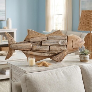 Escultura de ballena de madera de teca hecha a mano - Figura de madera única - Venta al por mayor - Product Image 5