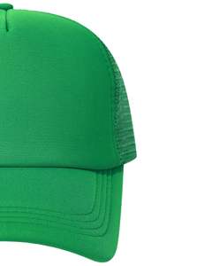Casquette de baseball verte personnalisable, style camionneur, avec dos en maille respirante, réglable à fermeture snapback, unie, vierge, pour logo personnalisé, décontractée pour l'extérieur - Product Image 3