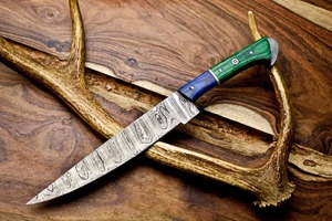 Cuchillo de Chef de Acero de Damasco Forjado a Mano de Grado Industrial BA ENTERPRISES |   Cuchilla con Patrón de Espiral y Punta Curva, Longitud Total de 13 Pulgadas, 0.45 mm - Product Image 3