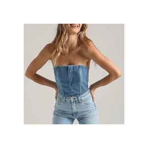 Trendy Stylish Premium Casual Unique Fashionable Comfortable Breathable Durable Soft Everyday Women Denim Top - Product Image 3