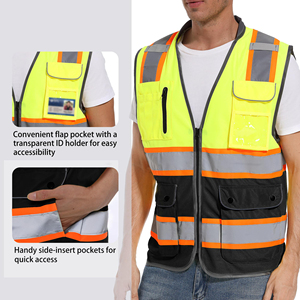 Breathable Reflective Safety Vest Industrial Strength High Vis Fabric Night <b>Work</b> Protection <b>Construction</b> Site Safety Clothing - Product Image 4