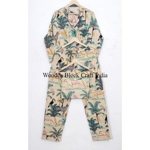 Nouvelle collection de pyjamas en coton pur, doux et respirant, imprimé tigre, design exclusif, en provenance d'Inde, vente en gros. - Product Image 5