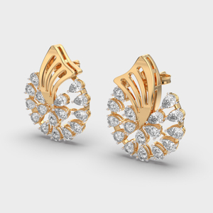 Boucles d'oreilles créoles fleuries plaquées or 18 carats de luxe avec diamant taille poire pour femme, bijoux de mariage - Product Image 2
