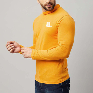 <b>Men's</b> O-Neck Long Sleeve Nonwoven Polyester 210g Solid Color Casual <b>Top</b> Blank Design Quick Dry Breathable Orange - Product Image 3