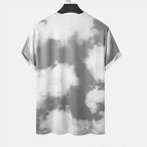 Camiseta de Moda con Cuello Redondo y Manga Corta, Diseño de Nubes con Estampado Digital, Corte Regular, Estilo Informal - Product Image 3