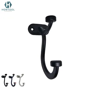 HOWTOOL A327 Flat Black Wall Mounted Utility Coat Hooks for Hanging Towels Hats Heavy Bags and More