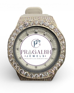 Luxury Diamond <b>Watch</b> <b>Iced</b> <b>Out</b> Pavé Moissanite Bezel Stainless Steel White Rubber Strap Unisex <b>Watch</b> - Product Image 3