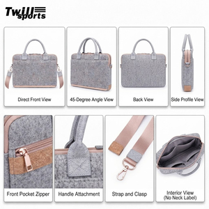 Bolso bandolera de fieltro gris de lana, delgado, vintage, protector, para portátil, con asa - Product Image 5