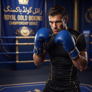 Gants de boxe en cuir bleu avec sangle de poignet réglable, fermeture Velcro sécurisée, équipement d'entraînement et de boxe pour adultes - Product Image 2