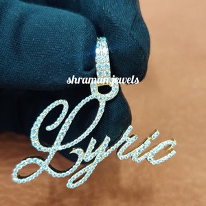 Collar Personalizado con Letras en Cursiva Estilo Hip Hop, Chapado en Rodio y Oro de 10K, con Colgantes de Moissanita, Regalo Unisex - Product Image 6