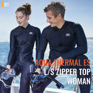 Veste thermique à manches longues Aropec pour femmes, fermeture éclair sur le devant, séchage rapide, polaire super extensible, combinaison de plongée en néoprène pour la plongée et le surf, OEM - Product Image 2