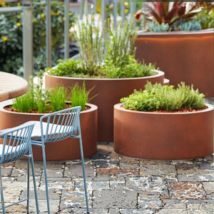 <b>Outdoor</b> Round Flower Planter Pots Corten Steel <b>Tree</b> Planters Country Style Planters - Product Image 1