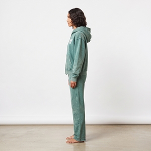 Conjunto Deportivo Vintage para Mujer, Estilo Desgastado con Lavado Ácido, Sudadera con Capucha de Algodón, Pantalones Deportivos con Cierre, Ropa Casual Urbana, Prendas con Logotipo Personalizado - Product Image 4