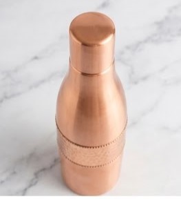 Copper Hammered <b>Flask</b> Minimalist Design Portable Travel <b>Bottle</b> With Lid - Product Image 5