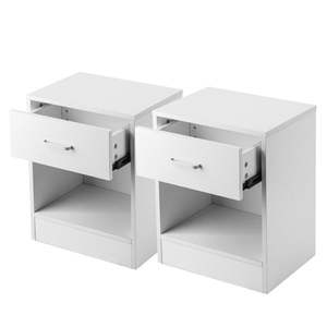 2 mesitas de noche blancas con cajón accesorio de muebles elegantes. - Product Image 3
