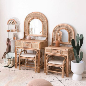 Rattan children <b>dressing</b> <b>tables</b> kid vanity makeup <b>table</b> sets statement piece for playroom & nursery - Product Image 1
