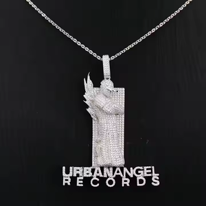 Collier Pendentif en Argent Sterling 925 avec Moissanite, Breloque Glaçon, Design Personnalisé Lettre, Bijoux Hip Hop pour Fête - Product Image 5