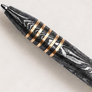 Handmade Damascus Steel Ballpoint <b>Pen</b> with Luxury Pattern Welded Metal Body Decorative Ring Accents Pocket Clip <b>Refillable</b> - Product Image 4
