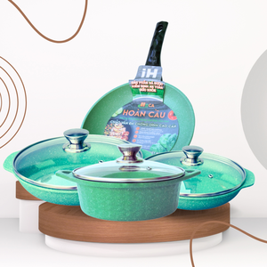 Ensemble de 5 casseroles en aluminium moulé sous pression avec revêtement antiadhésif en céramique, compatible four et lave-vaisselle, design moderne - Product Image 5