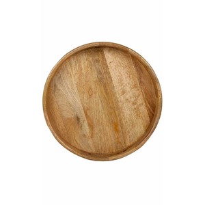 Plato Circular Rústico de Madera al por Mayor |   Bandeja de Servir Artesanal con Patrón Abstracto Color Miel Natural - Product Image 4