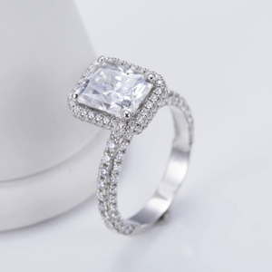 3 carat Stylish Radiant Cut Diamond Engagement Ring with Pave Setting Center Stone for Women white gold Band - Product Image 3