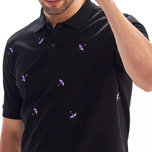 Premium Men Polo Shirt Custom Casual Summer Fashion Embroidered Bird Pattern Design Black Short Sleeve Breathable Cotton <b>Blend</b> - Product Image 6