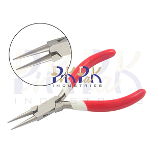 Alicates de punta redonda de 130 mm con mordazas lisas, doble resorte y mangos de PVC para crimpado, corte, pesca, fabricación de joyas y manualidades DIY - Product Image 1