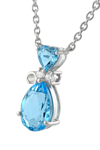 Colgante de Topacio Azul y Circonita en Plata de Ley 92.5 KLSP-50495 - Product Image 3