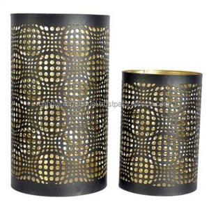 ชุดเชิงเทียนเหล็กทรงกลมสำหรับตกแต่งบ้าน2ชิ้นเคลือบด้วยผงสีดำด้านในและด้านนอก - Product Image 5