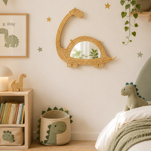 Dreamy Design Dino Rattan Display Wall <b>Hanging</b> <b>Mirror</b> Wall Organizer Vietnam Manufacturer - Product Image 3