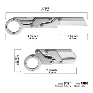 Coltello Pieghevole Compatto in Acciaio Inossidabile Leggero con Lama Affilata, Design Resistente, Impugnatura a Due Mani per Attrezzi da Sopravvivenza all'Aperto - Product Image 3