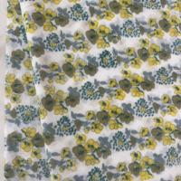 Tissu Bohème Léger et Doux en Coton Peigné 100% Tricoté, Imprimé Floral Jaune au Bloc, pour Robes et Hauts Femme, Fille, Garçon