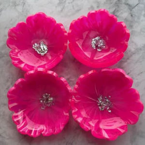 Bol décoratif artisanal en résine époxy rose moyen, design géode - Product Image 1