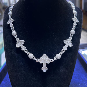Luxury Moissanite Cross Link <b>Necklace</b> for Women Iced Out Silver Tone <b>Statement</b> Jewelry Elegant Party Chain Fashion Accessory Set - Product Image 5