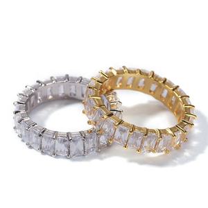 Hiphop Brass Zircon Eternity Band <b>Ring</b> Claw Setting Unisex Jewelry Anniversary Engagement Gift Wedding Party Plated Custom Size - Product Image 1