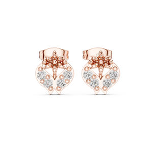 Boucles d'oreilles en or rose 14 carats avec diamant rond cultivé en laboratoire pour un usage quotidien, pour femmes |   Nouveau diamant cultivé - Product Image 1
