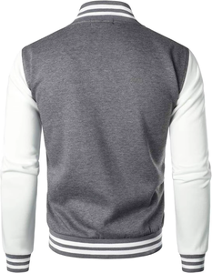 Veste bomber universitaire pour homme, personnalisée OEM, de haute qualité, avec broderie et patchs, chaude et stylée. - Product Image 1