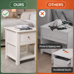 ELVROGEST SA Nightstand hidden gun compartment secret drawer secure <b>storage</b> modern white wood bedside <b>table</b> concealed safe box - Product Image 5