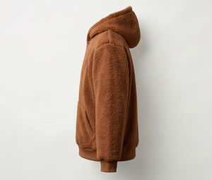 Sweat-shirt à capuche en polaire marron pour homme, coupe classique, vêtements décontractés d'hiver, couleur unie, style pull tricoté - Product Image 4