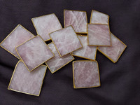 Sous-verre en pierre précieuse naturelle sculptée, en quartz rose et agate, élégant, rose, en forme de carré, pour la guérison, la décoration et le Feng Shui, vente en gros