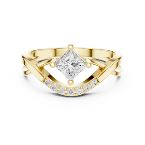 Anillo de cóctel de declaración de lujo de 14K con joyas escarlata con piedra de diamante CZ grande para ropa de fiesta - Product Image 4