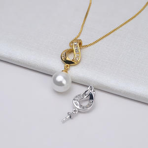 Ensemble de boucles d'oreilles et de pendentifs en argent S925 avec perle, tendance, bijoux personnalisés à faire soi-même, accessoires avec plateau vide, bijoux semi-finis à la mode - Product Image 4