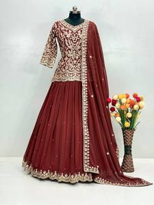 Lunching New Designer Wear Heavy Chine Sequence Work <b>Top</b> With Lehengas - Product Image 4