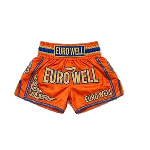 Custom Logo Wholesale <b>Men</b> Kickboxing <b>Shorts</b> Premium Satin Muay Thai <b>Shorts</b> Sublimation Embroidered Patches Muay Thai <b>Shorts</b> - Product Image 4