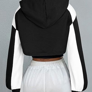 Sudadera con Capucha Casual de Invierno para Mujer, Personalizada OEM, Color Sólido, Transpirable, Antipilling, Corte Recortado, con Impresión de Logotipo Personalizado, MOQ Bajo - Product Image 4