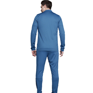 Survêtement bleu pour homme à manches longues, couleur unie, style sportif, col roulé, fermeture éclair, poches latérales, coupe classique, vêtement d'automne - Product Image 3