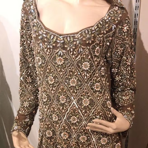 . Diseñador de elegante. Pesada. Tiempo. Kurta con Plaazo-vestido con hermosos trabajos para fiesta boda/= 2021. - Product Image 4